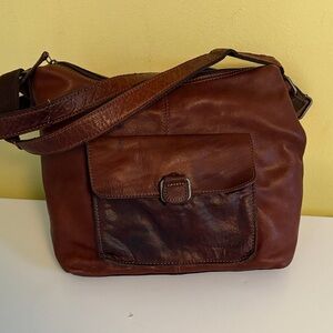 Jack Georges Dark Brown Leather Crossbody Shoulder Bag